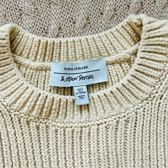 Beige Ribbed Knit Sweater - Picture 6 of 7